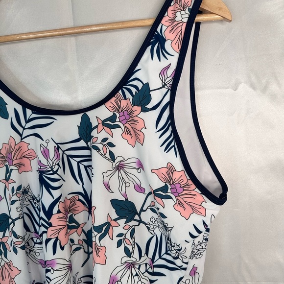 Tankini Swim Top floral blue/white built in bra removable cups size 2XL - Picture 9 of 14